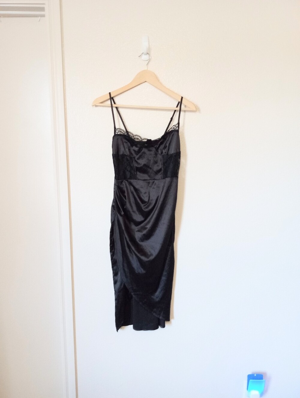 Cider Satin Lace Black Midi Dress Small NWT